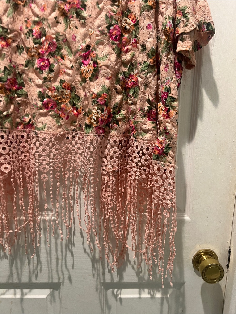 Sweet Rain Floral Lace Kimono/Duster - Pink & Green - Picture 7 of 8